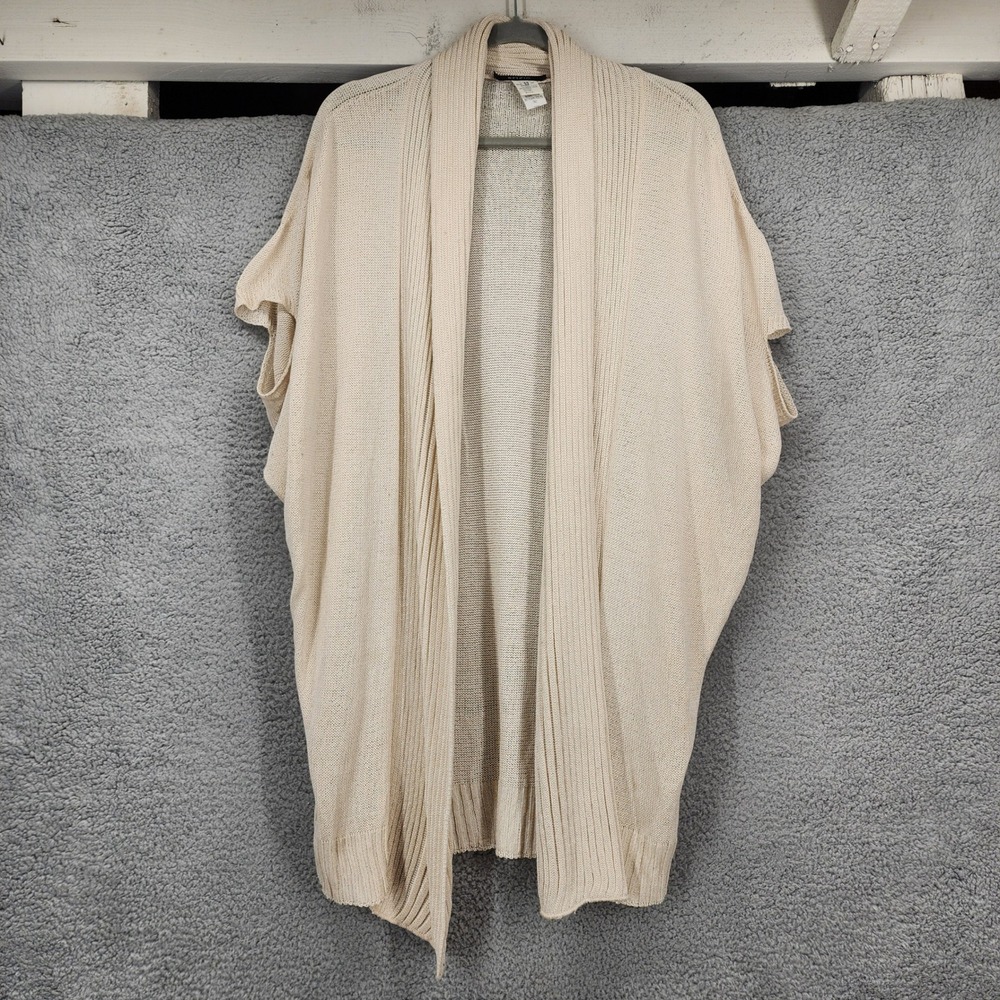 Sfizio Italy‎ Cream Beige Open Front Cardigan Sweater Short Sleeve Size 44 IT